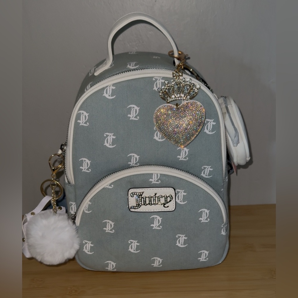 NWT Juicy Couture Denim Logo Queen Of Everything Backpack